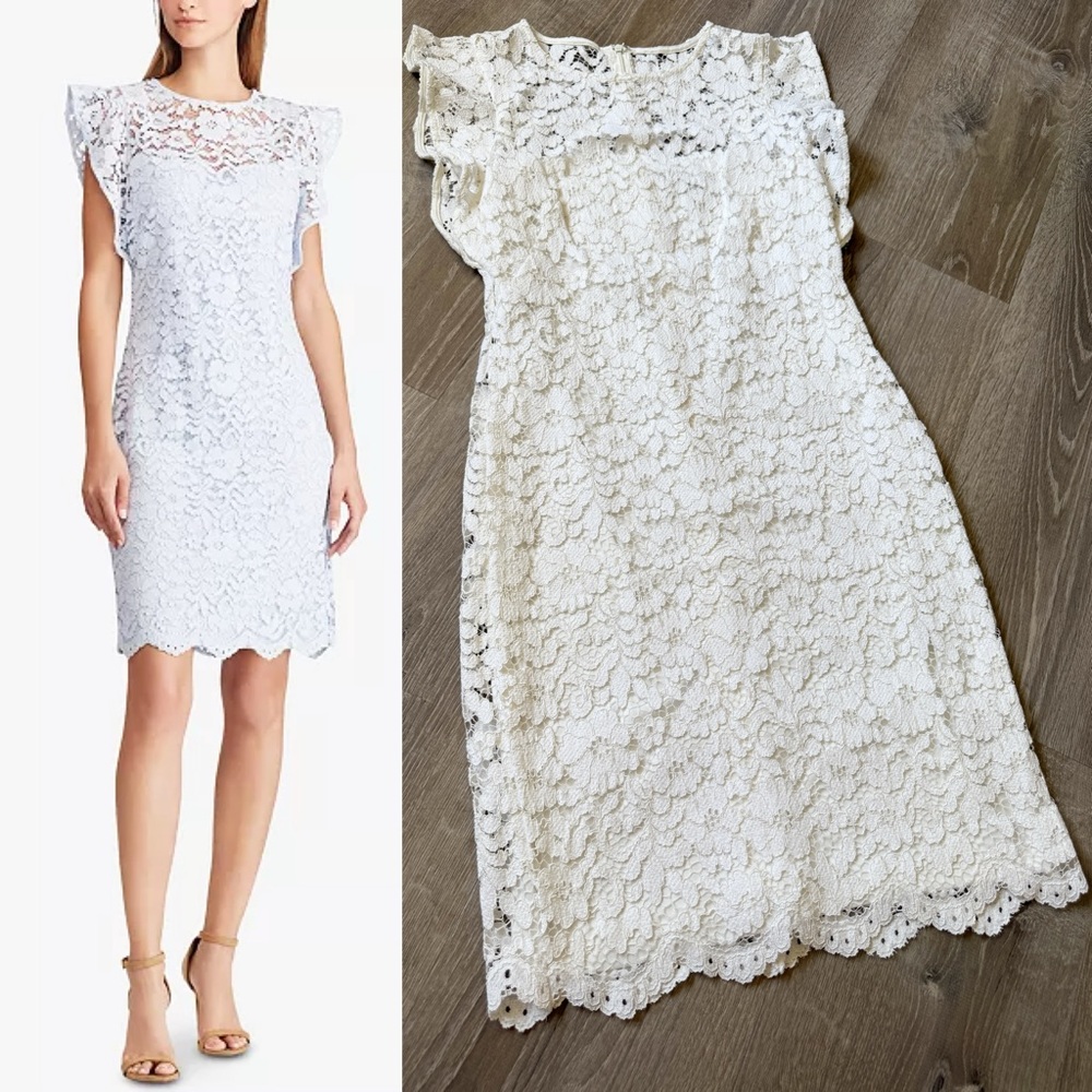 Ralph Lauren White Lace Mini Dress-Size 4